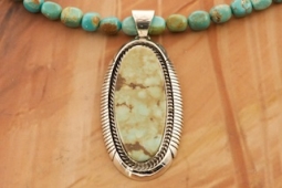 Day 3 Deal - Rare Dry Creek Turquoise Sterling Silver Necklace and Pendant Set